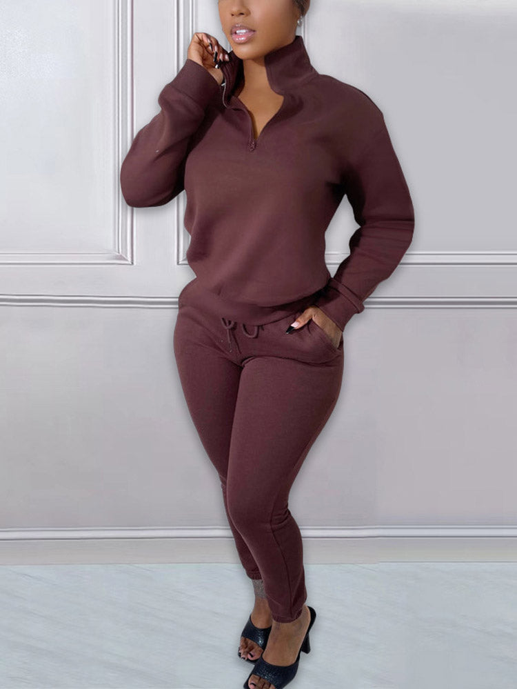 Zip-Front Sweatshirt & Jogger Pants Set