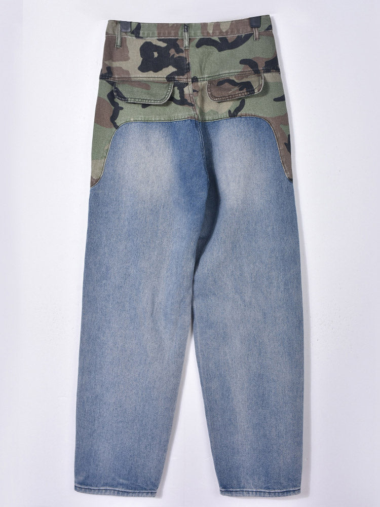 Cargo Camouflage Patchwork Jeans