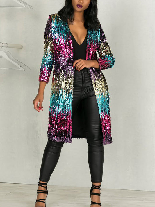 Women's Colourful Sequin Open Front Cardigan