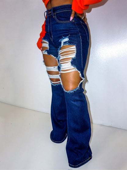 Ripped Hole Stretchy Jeans