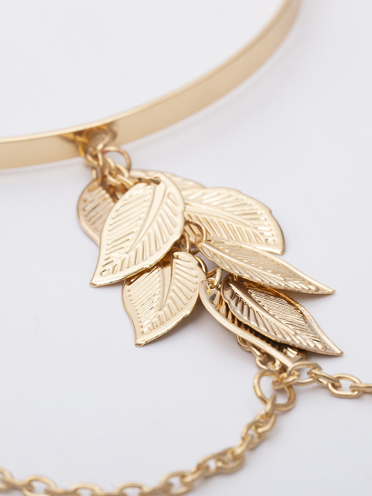 Women's U-shaped Leaf Tassel Arm Bracelet