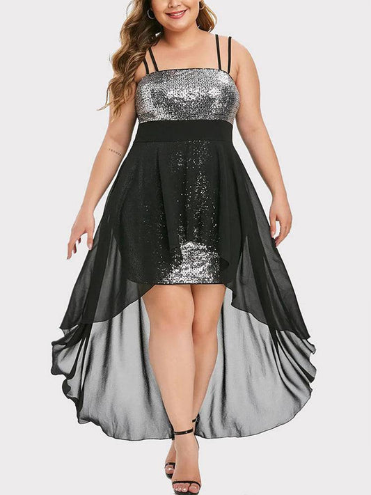 Women's High Low Sequin Maxi Cocktail Dress