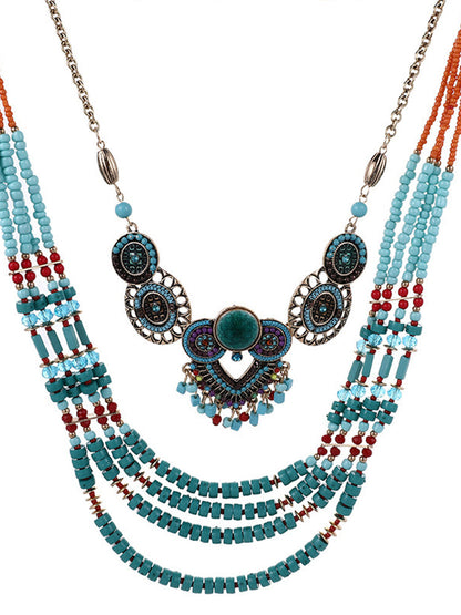 Women's Bohemian Style Hand Beaded Necklace