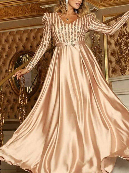 Women's Elegant Sequined Satin Dress