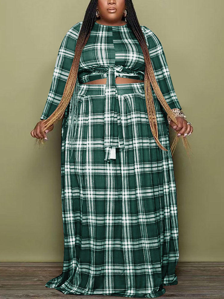 Plaid Print Skirt Set