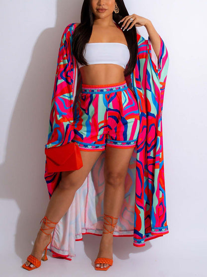 Printed Cover-up Shorts 2PC Set