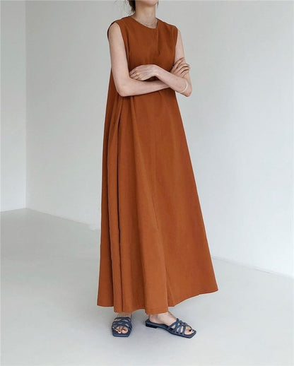 Simple Solid Color Sleeveless Maxi Dress