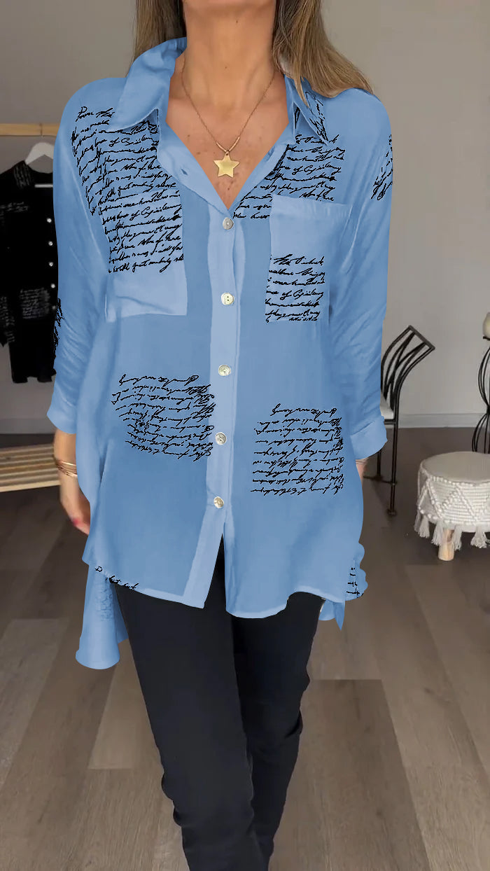 Women's Letter Print Fashion Lapel Shirt