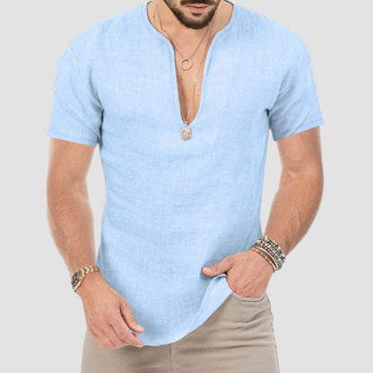 Men's Casual Linen Slim Fitn T-Shirt