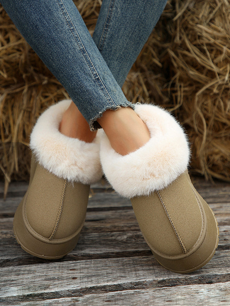 Furry Suede Platform Boots