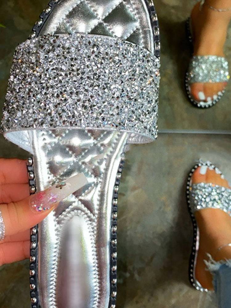 Rhinestone Bling Flat Sandals