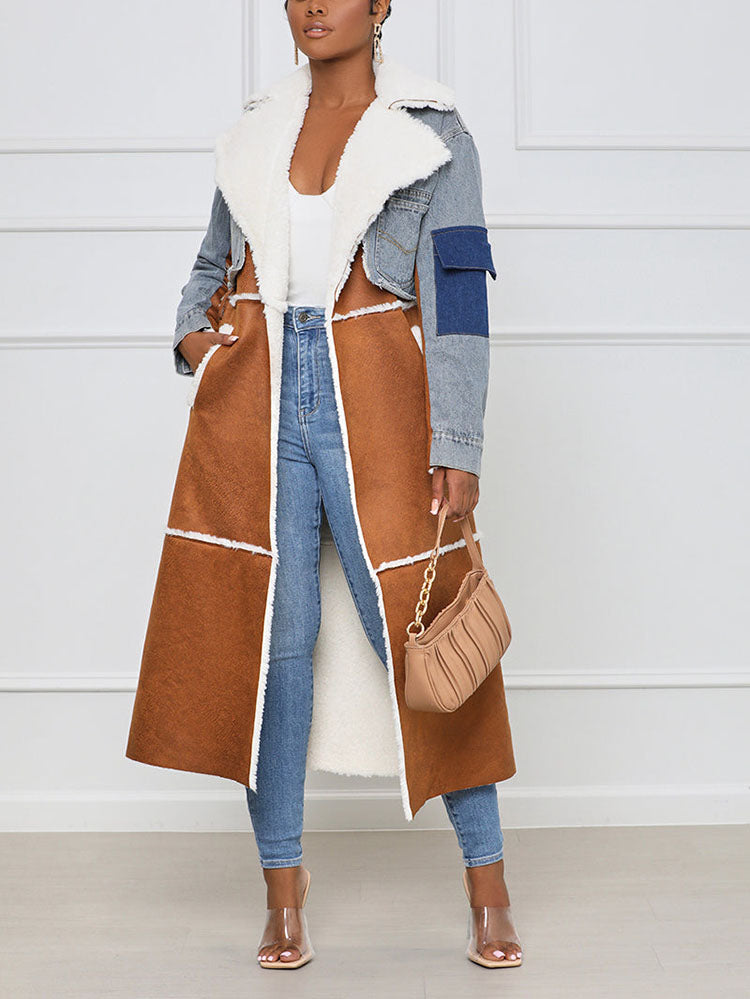 Woolen Denim Trench Coat