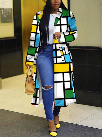 Plaid Print Multicolor Coat