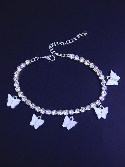 Women's Butterfly Rhinestone Anklet