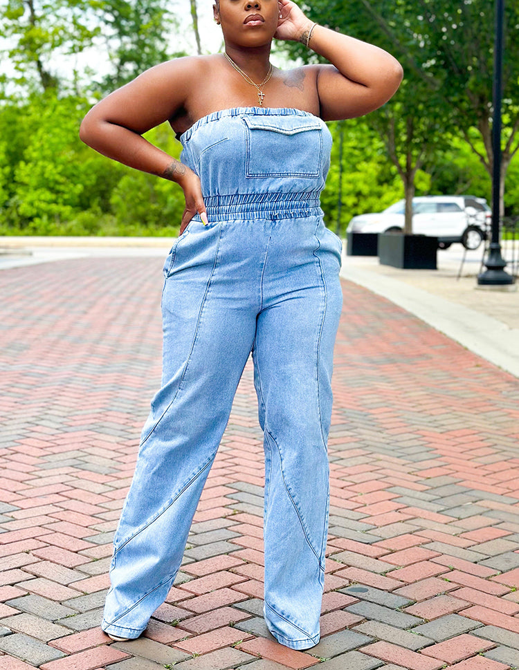 Tube Denim Jumpsuit