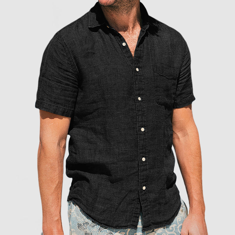 Men's Soft Two-tone Cotton Linen Shirt