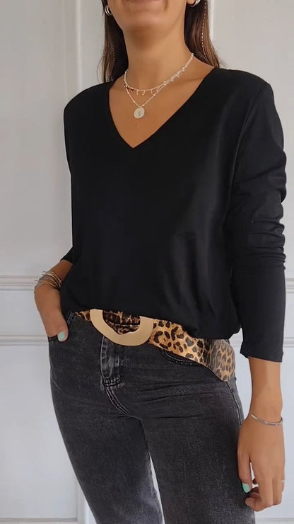 Women's V-neck Long-sleeved Top