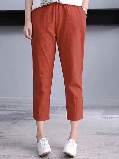 Women's Solid Color Cotton Linen Comfortable Casual Pants