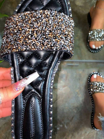 Rhinestone Bling Flat Sandals