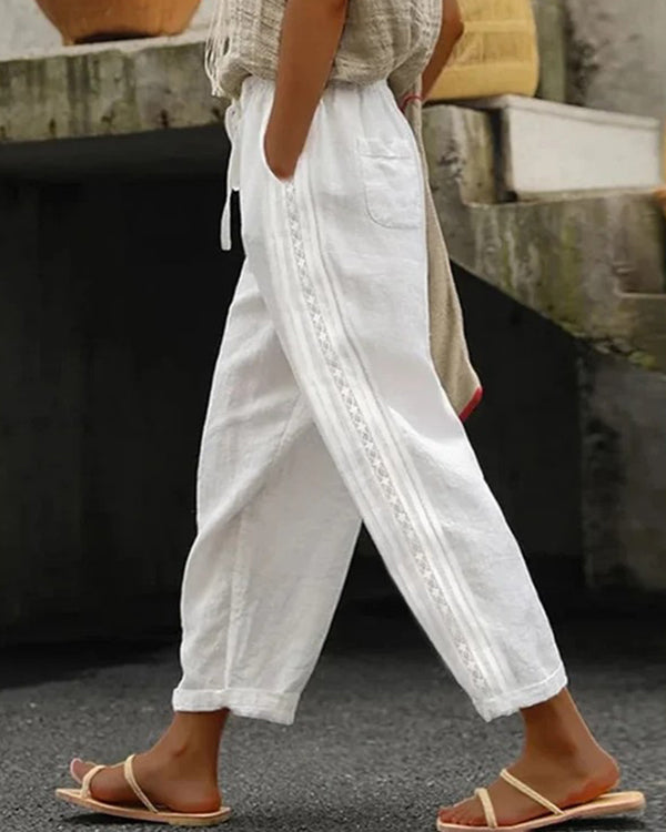 Casual wide leg cotton and linen loose trousers⭐