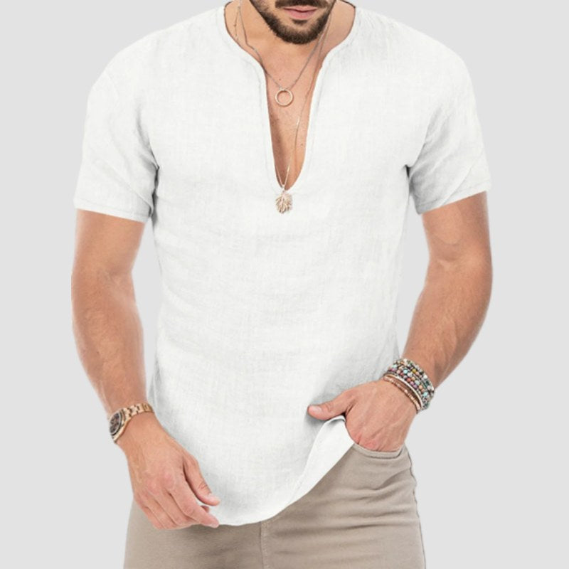 Men's Casual Linen Slim Fitn T-Shirt