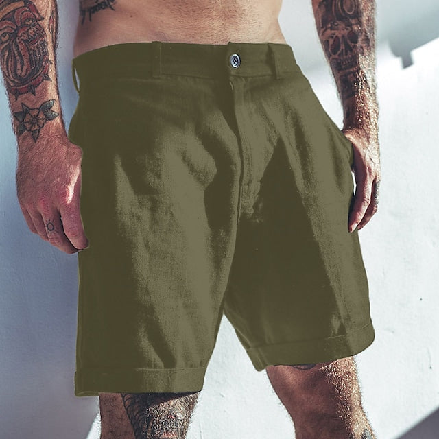 Men's Cotton Linen Beach Casual Shorts