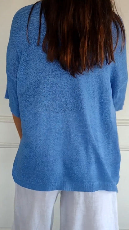 Women's Solid Color Knitted V-neck Top