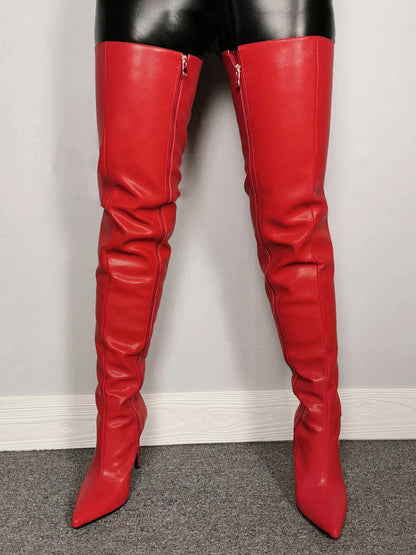 Full Zip Over The Knee Leather Boots