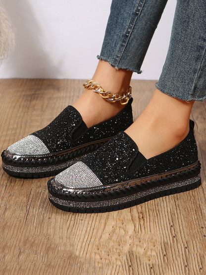 Rhinestone Sequin Slip-on Loafer Shoes