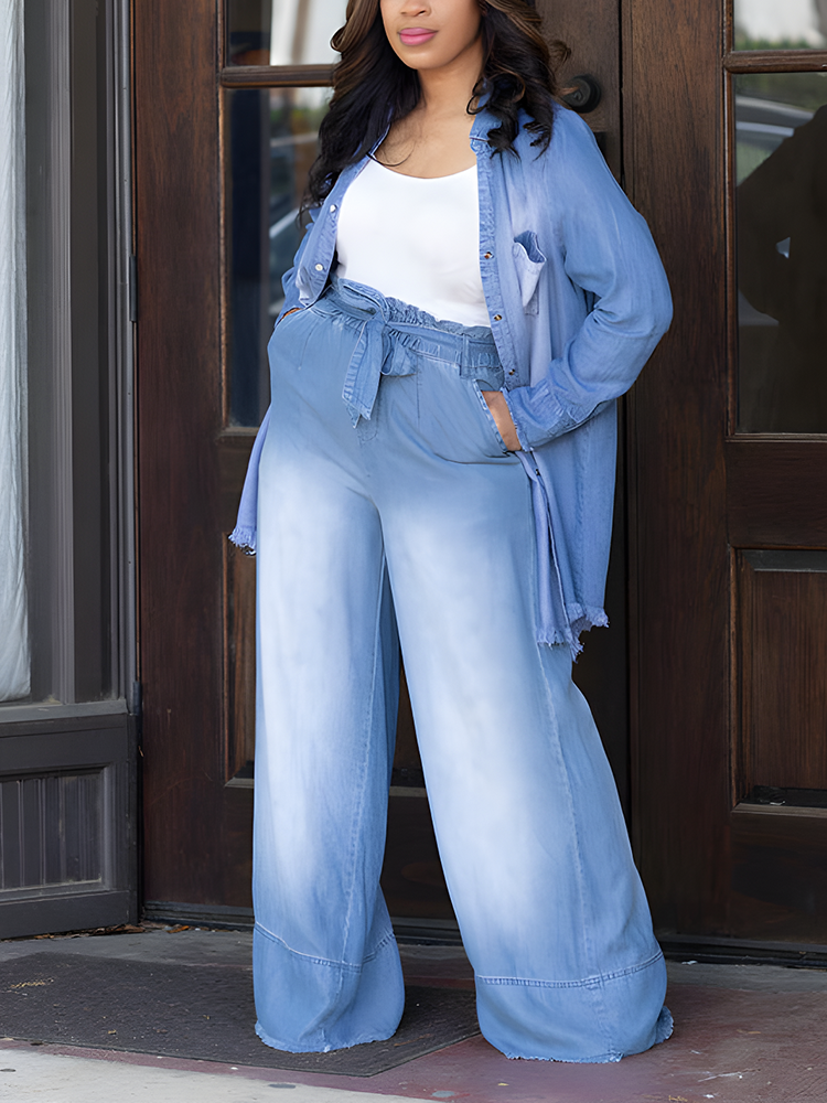 Tie Waist Wide Leg Jeans