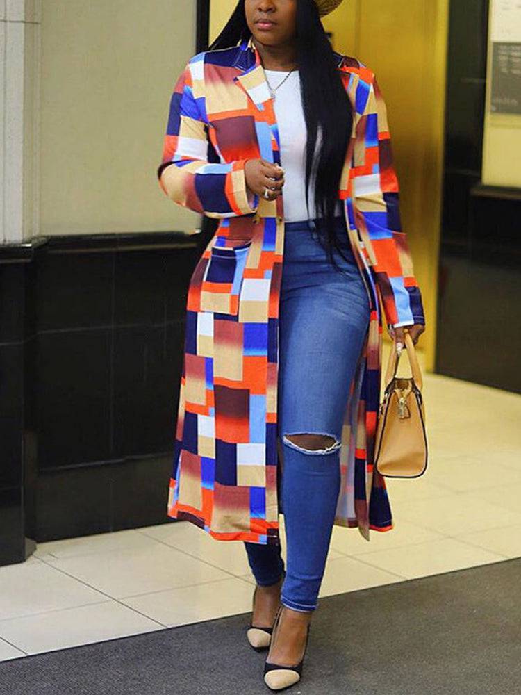 Plaid Print Multicolor Coat