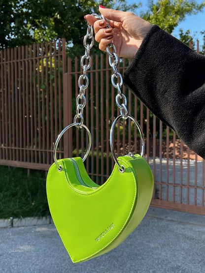 Women's PU Chain Heart Shoulder Bag