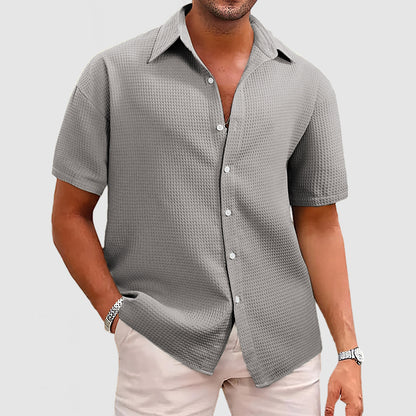 Men's Casual Waffle Short Sleeve Shirt
