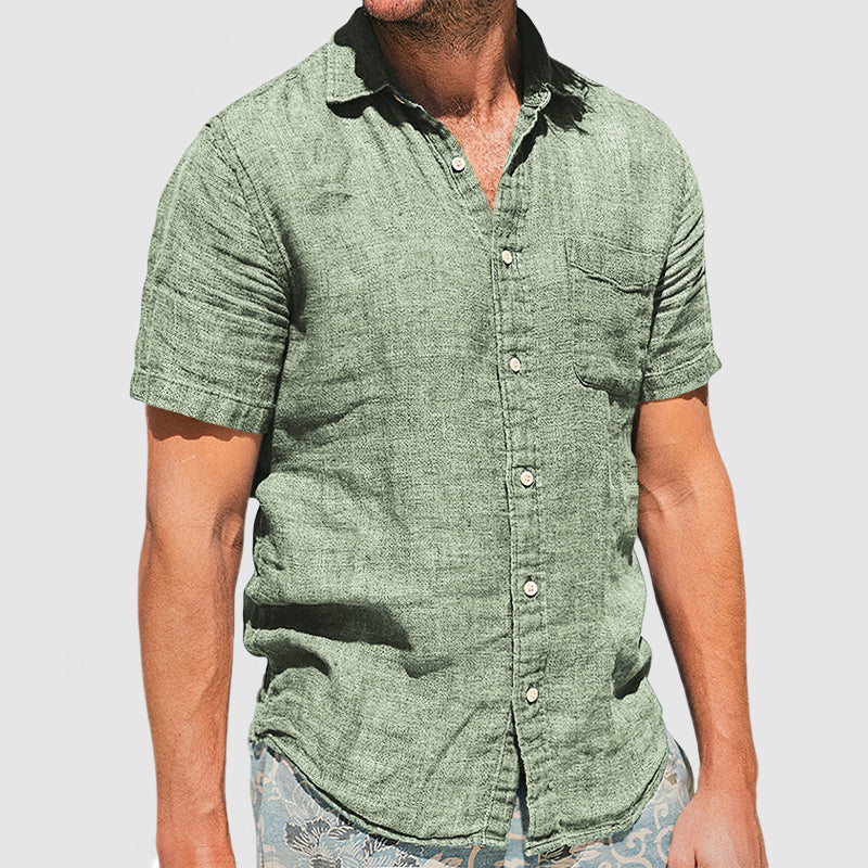 Men's Soft Two-tone Cotton Linen Shirt