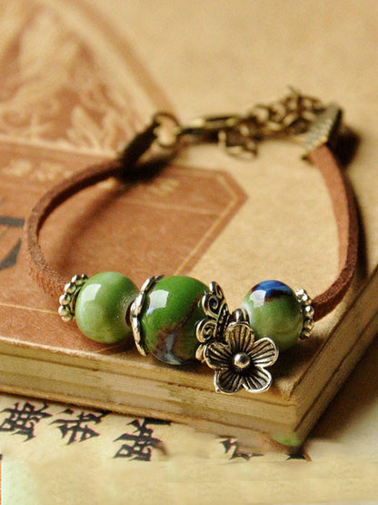 Vintage Ceramic Bead Braided Bracelet