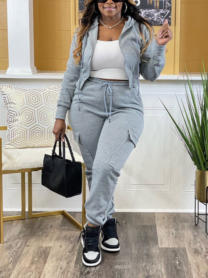 Crop Hoodie Jogger Set