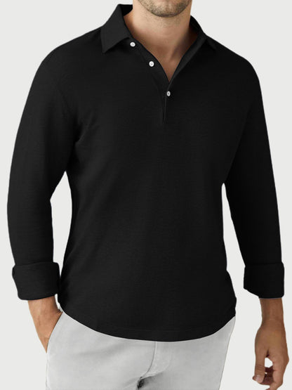 Men's Solid Color Casual Daily Wear Long-sleeved Polo Top