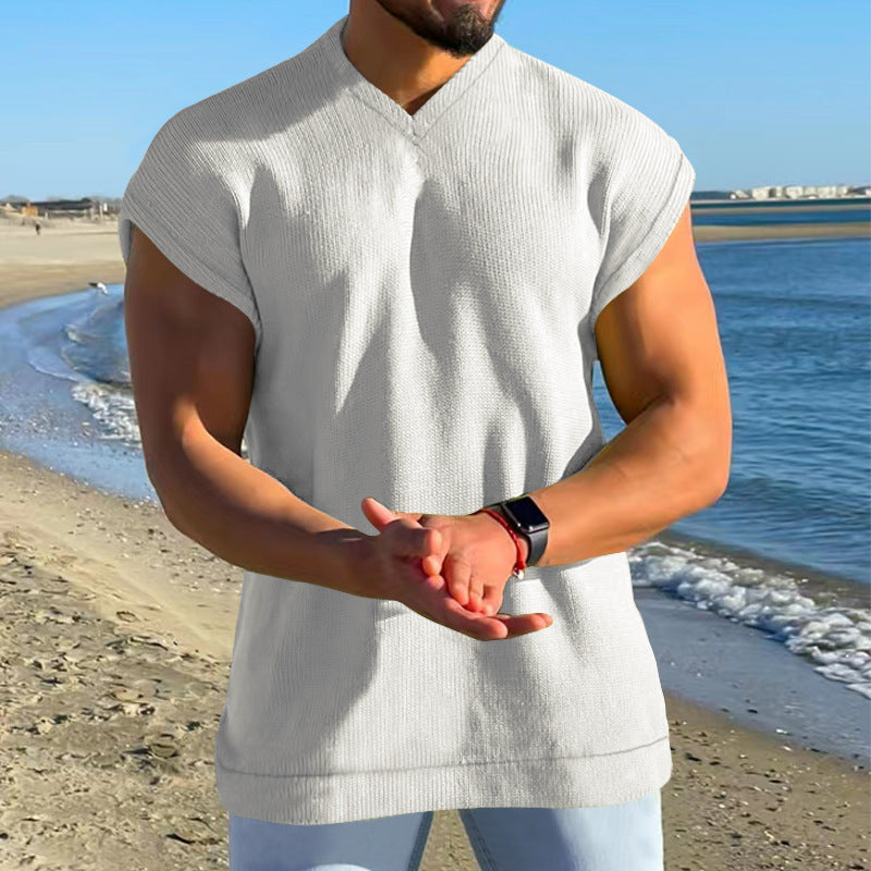 Men's Solid V-neck T-Shirt