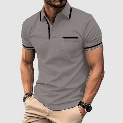 Men's Casual Cotton Colorblock Polo Shirt