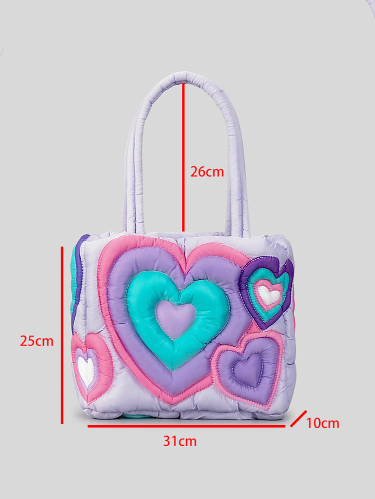 Women's Heart Puffer Tote Bag