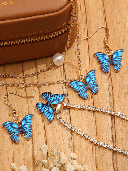Women's 4 PC Blue Butterfly Jewelry