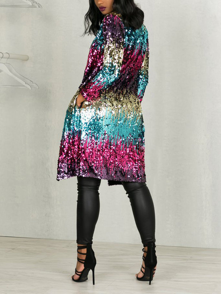 Women's Colourful Sequin Open Front Cardigan