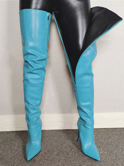 Full Zip Over The Knee Leather Boots