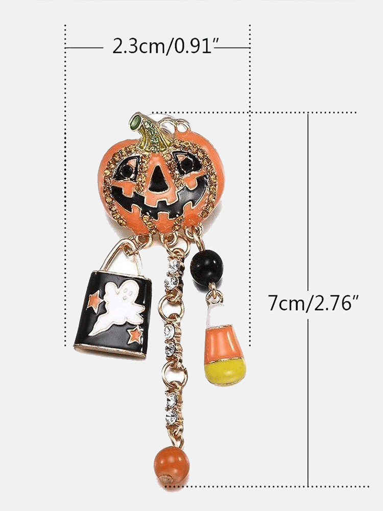 Women's Halloween Pumpkin Rhinestone Earrings