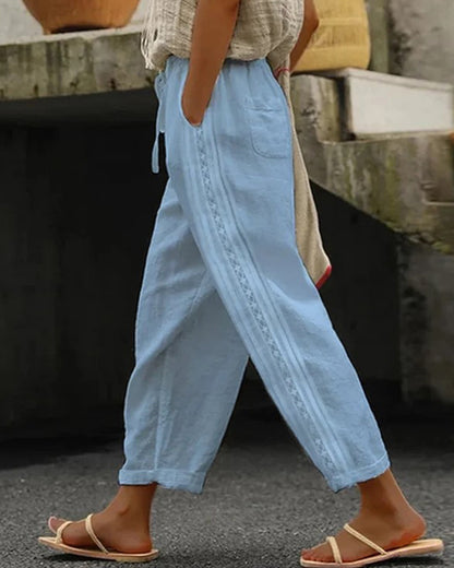 Casual wide leg cotton and linen loose trousers⭐