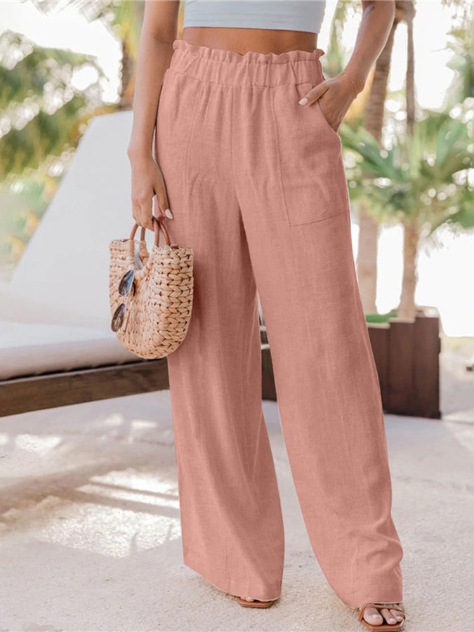 Women's Casual Ruffled Wide Leg Pants