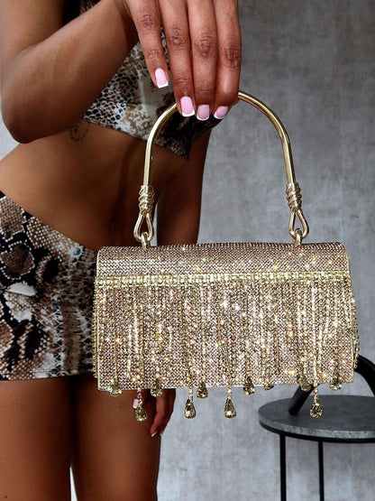 Women's Rhinestone Fringe Clutch