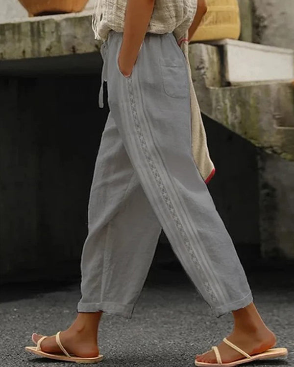 Casual wide leg cotton and linen loose trousers⭐