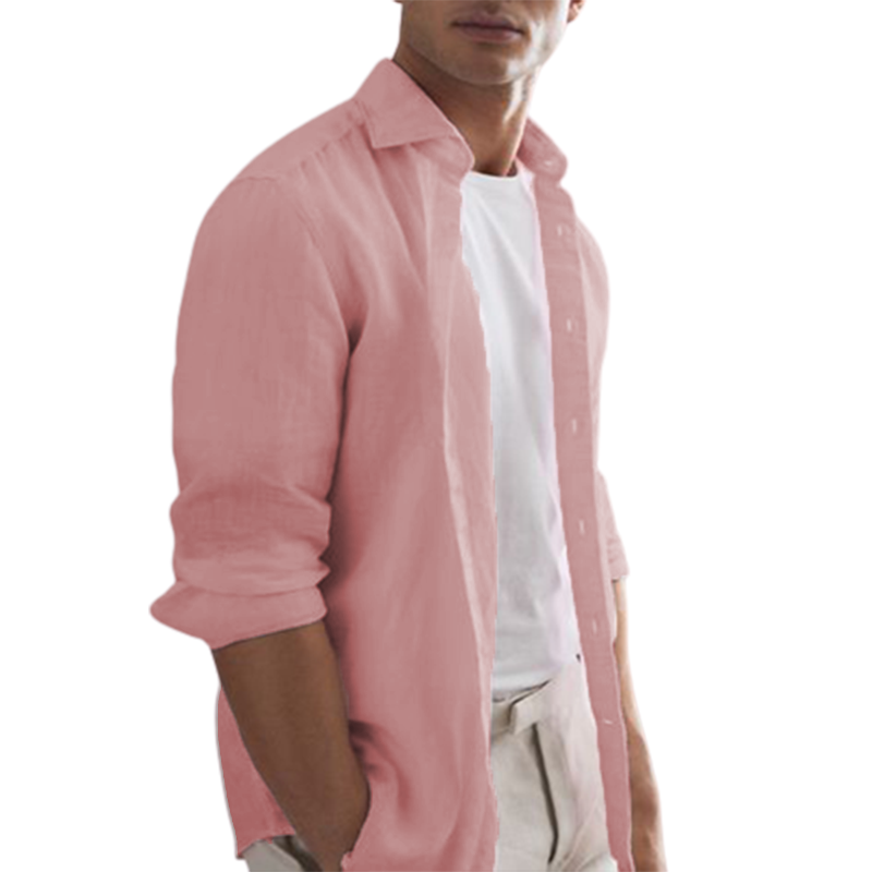 Men's Cotton Linen Casual Long Sleeve Shirt