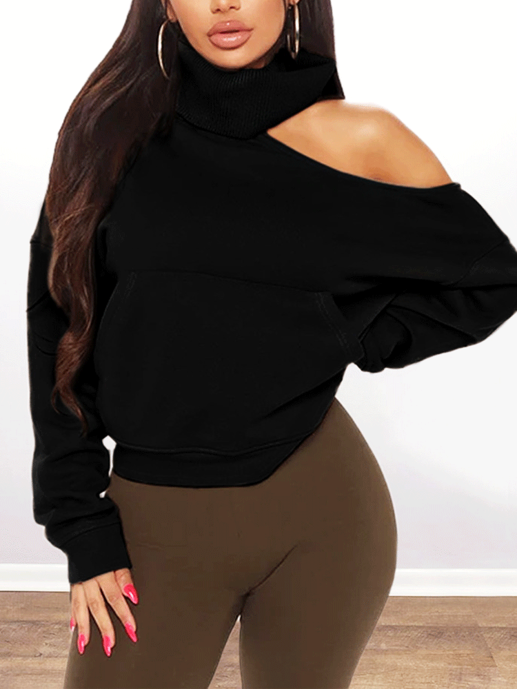 Pullover Ribbed Turtleneck Sweatshirt